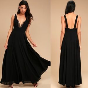 Lulus True Bliss Lace Trim V-Neck Maxi Dress